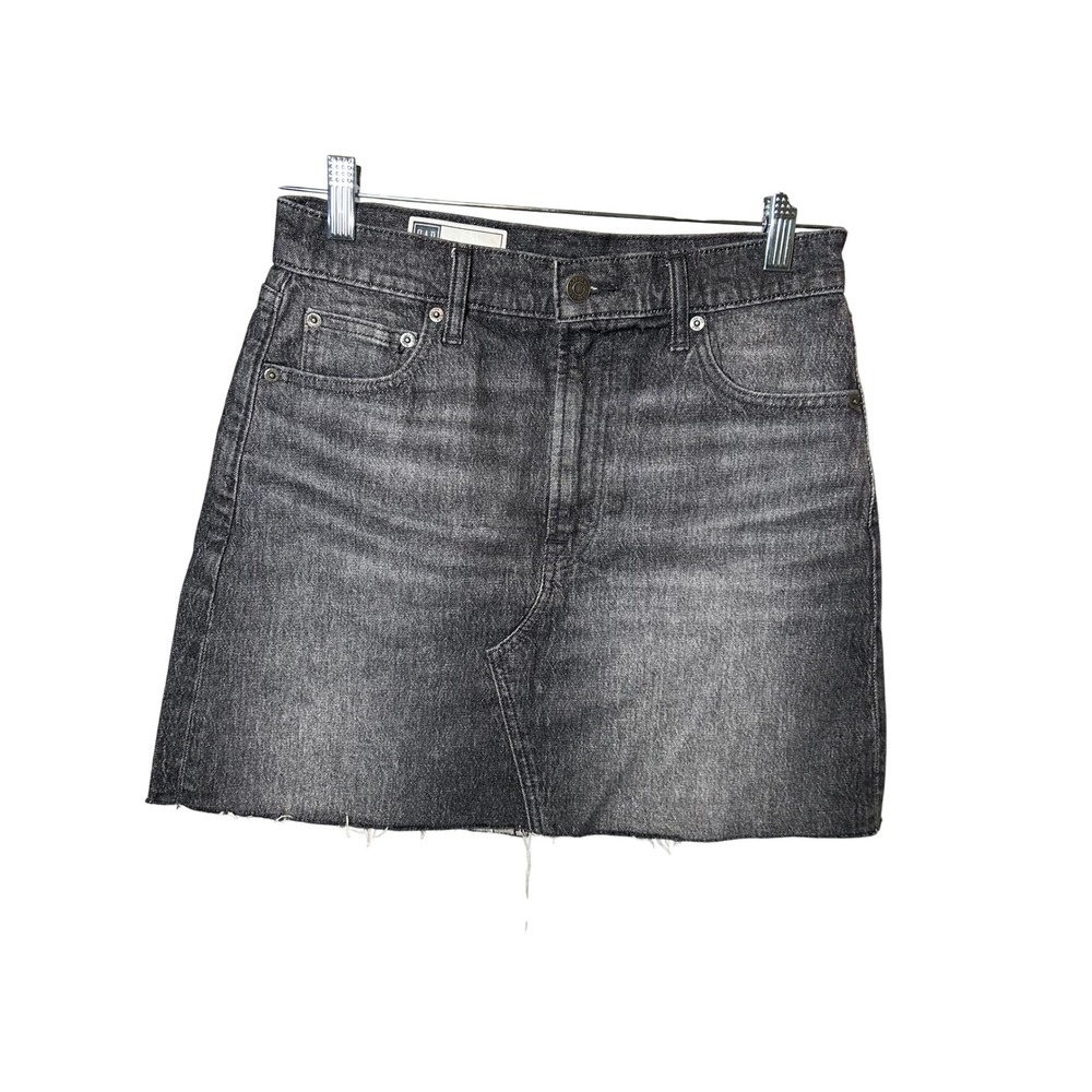 Gap Denim Mini Skirt Womens 4 27 Dark Grey Black Wash Raw Hem Distressed